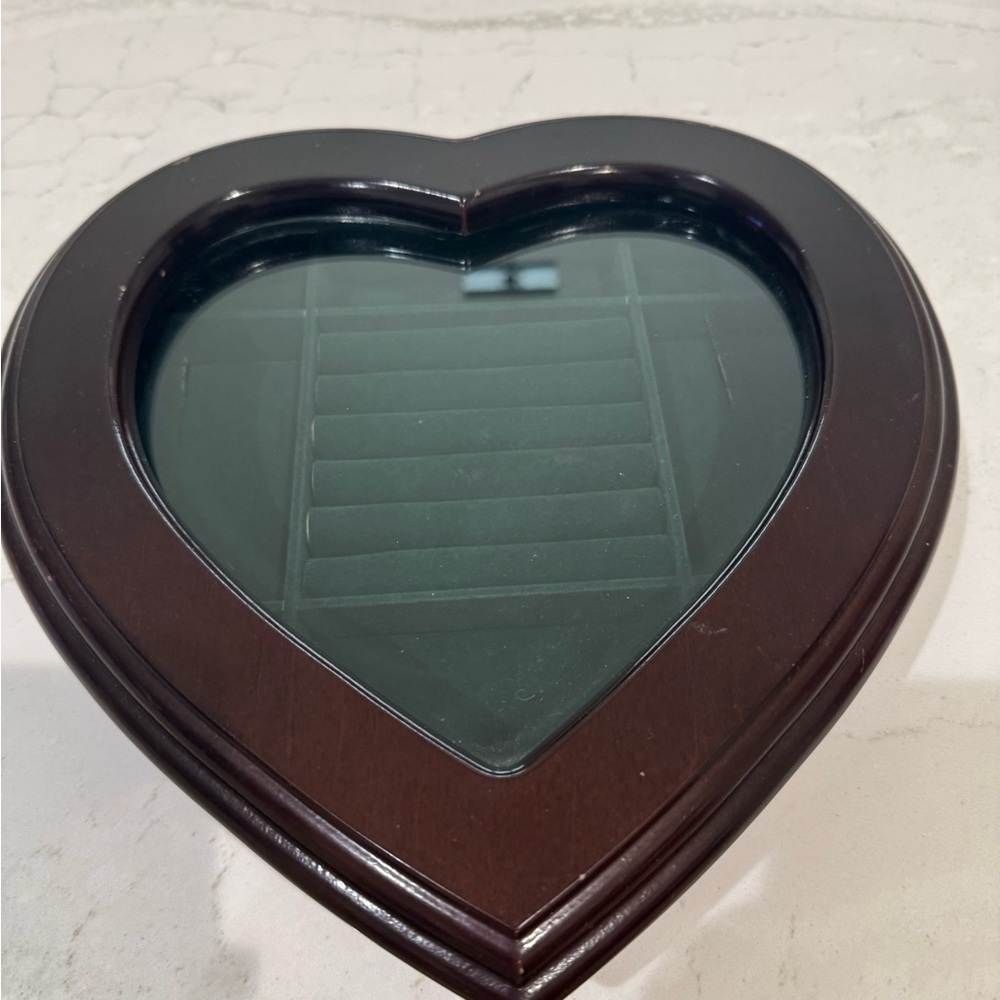 Vintage Heart-Shaped Wooden Jewelry Box